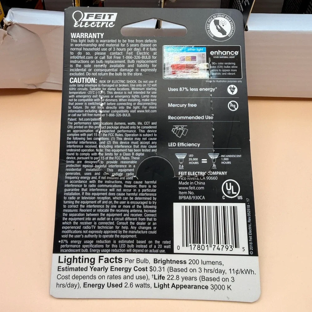Pack of 6 Feit Electric BPBAB/930CA/6 20W EQ‎ DM MR16 LED Light Bulb